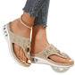 Air Cushion Thong Sandals Wedge Leather Flip Flops