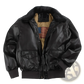 Air Force Fur Leather Bomber Jacket with Flag Lining