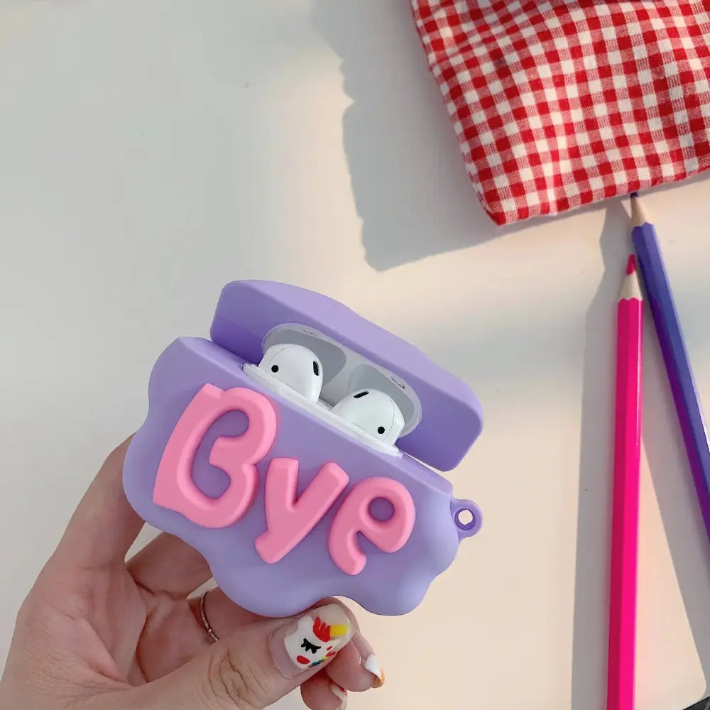 3d Hi Bye Speech Bubble Silicone Airpods 2 Case