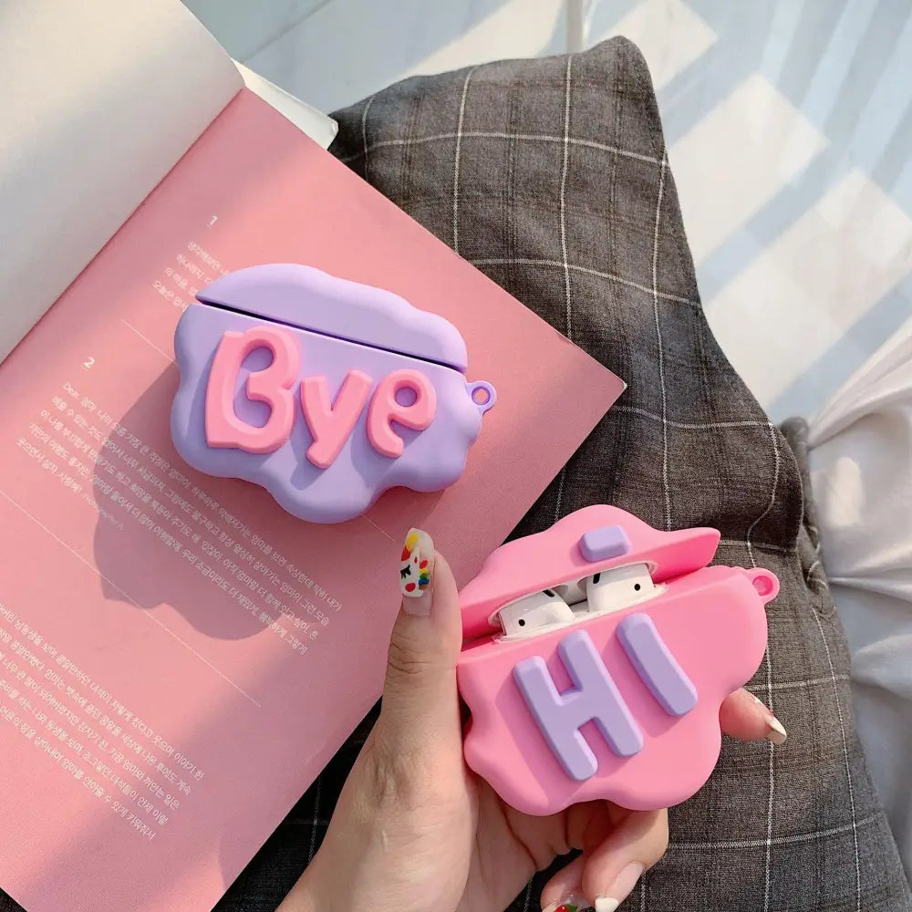 3d Hi Bye Speech Bubble Silicone Airpods 2 Case