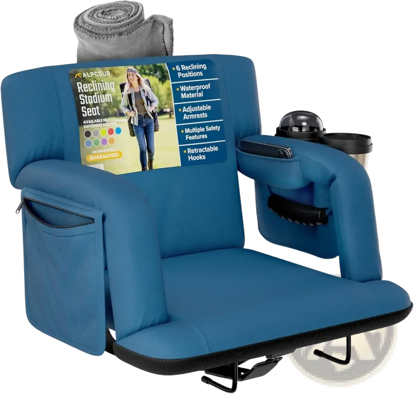 Alpcour Premium Reclining Stadium Seat with Armrests