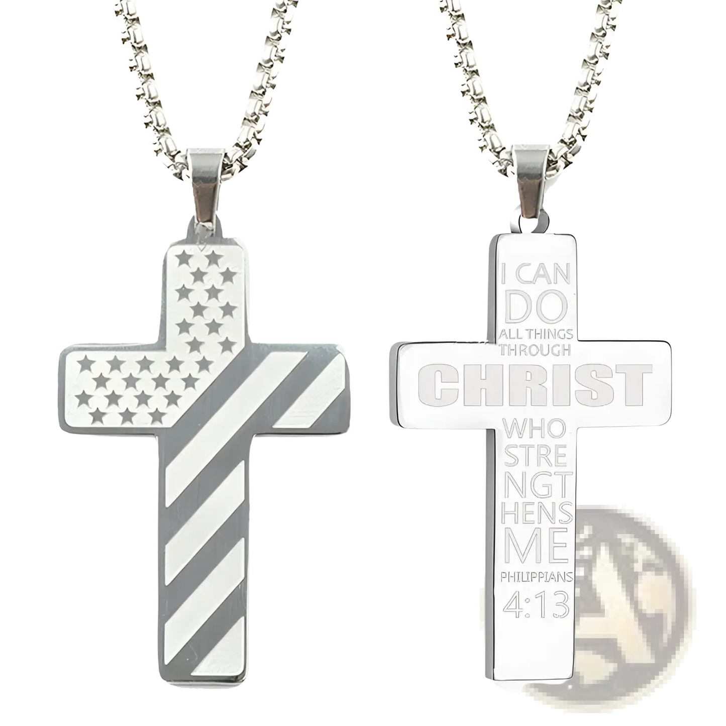American Flag Bible Verse Cross Pendant Necklace