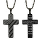 American Flag Bible Verse Cross Pendant Necklace
