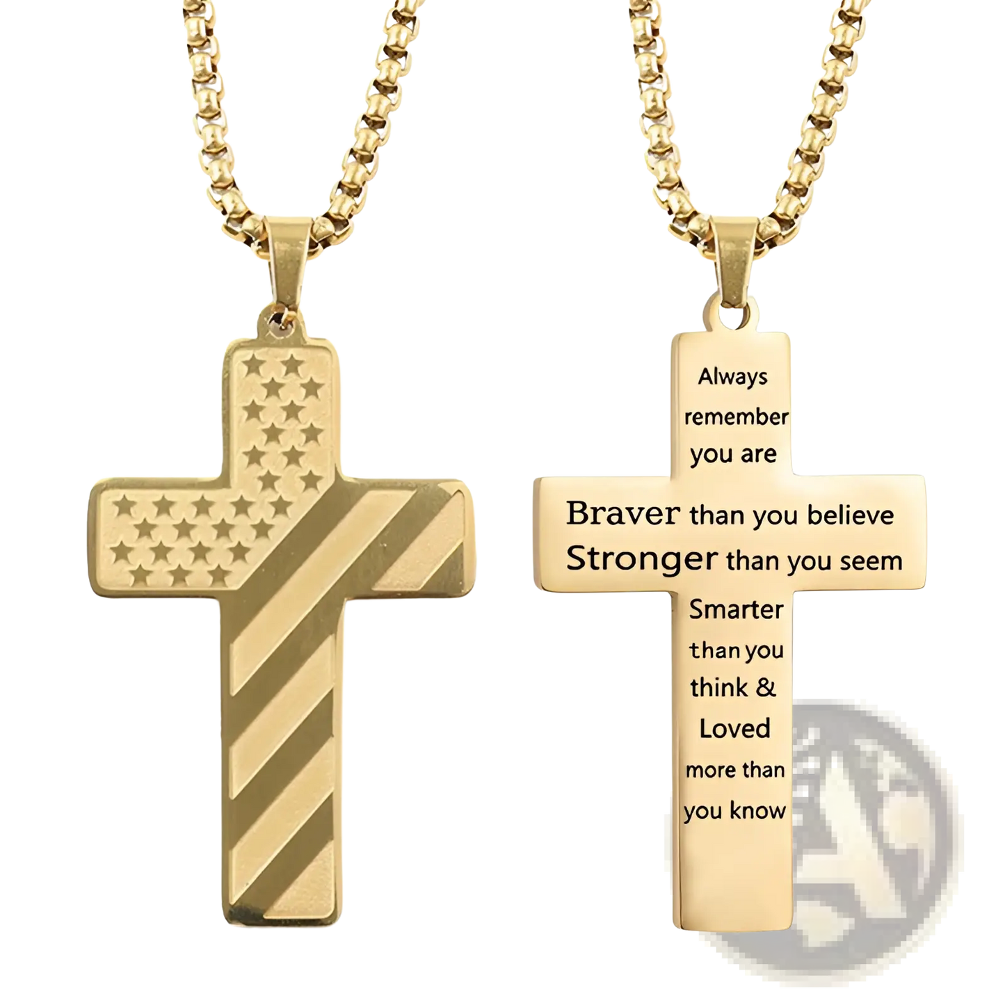 American Flag Bible Verse Cross Pendant Necklace