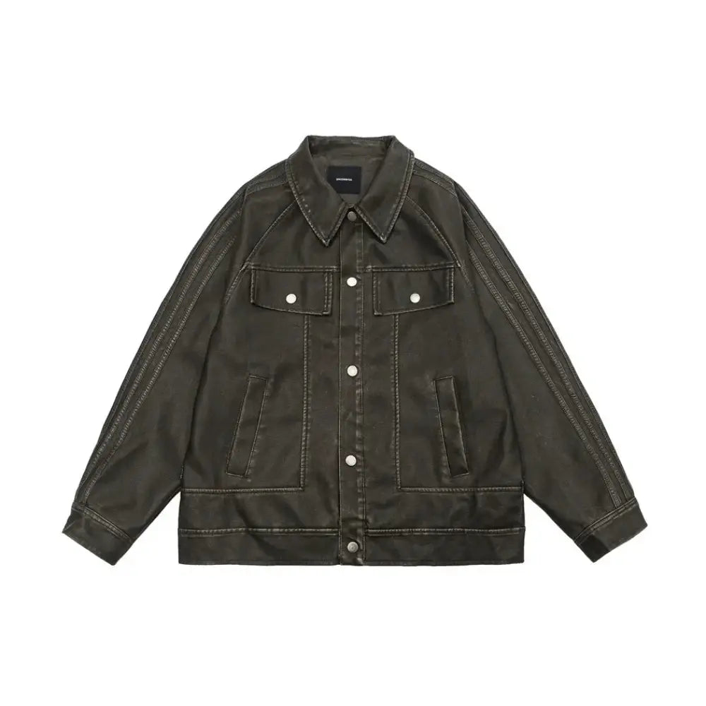 Retro Distressed Unisex Pu Leather Biker Jacket