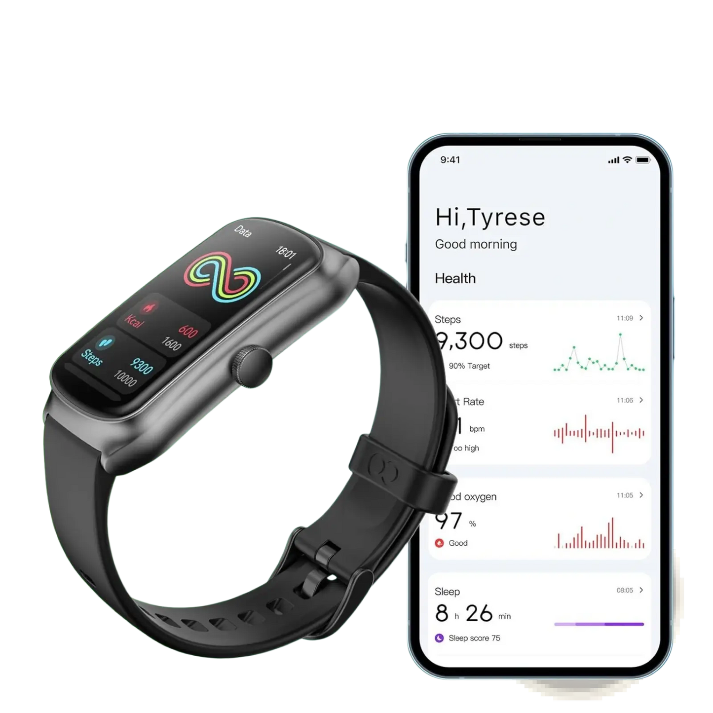 Anyloop Amoled Fitness Smartwatch with Heart Rate and Spo2 Monitoring