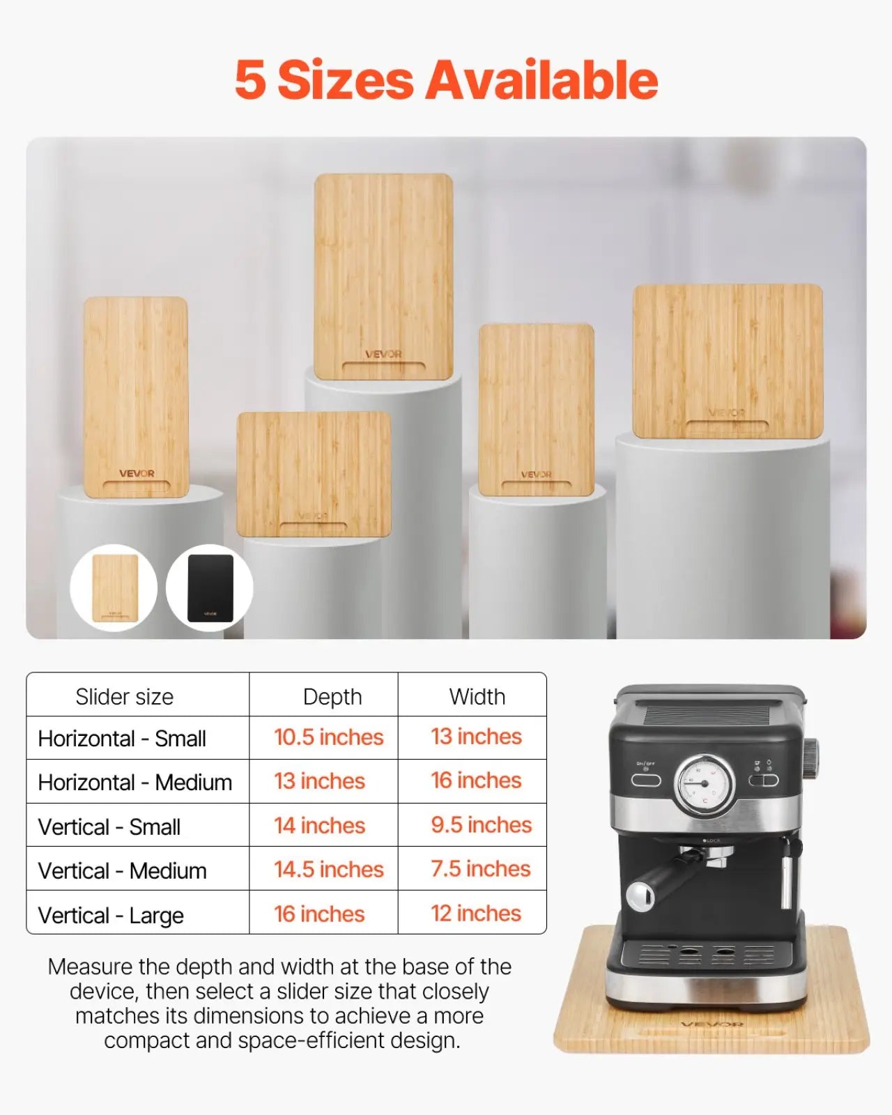 Appliance Slider 16x12 Bamboo Kitchen Sliding Tray