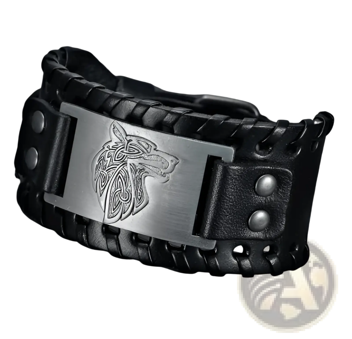 Asgard Fenrir Viking Wolf Braided Leather Buckle Arm Cuff