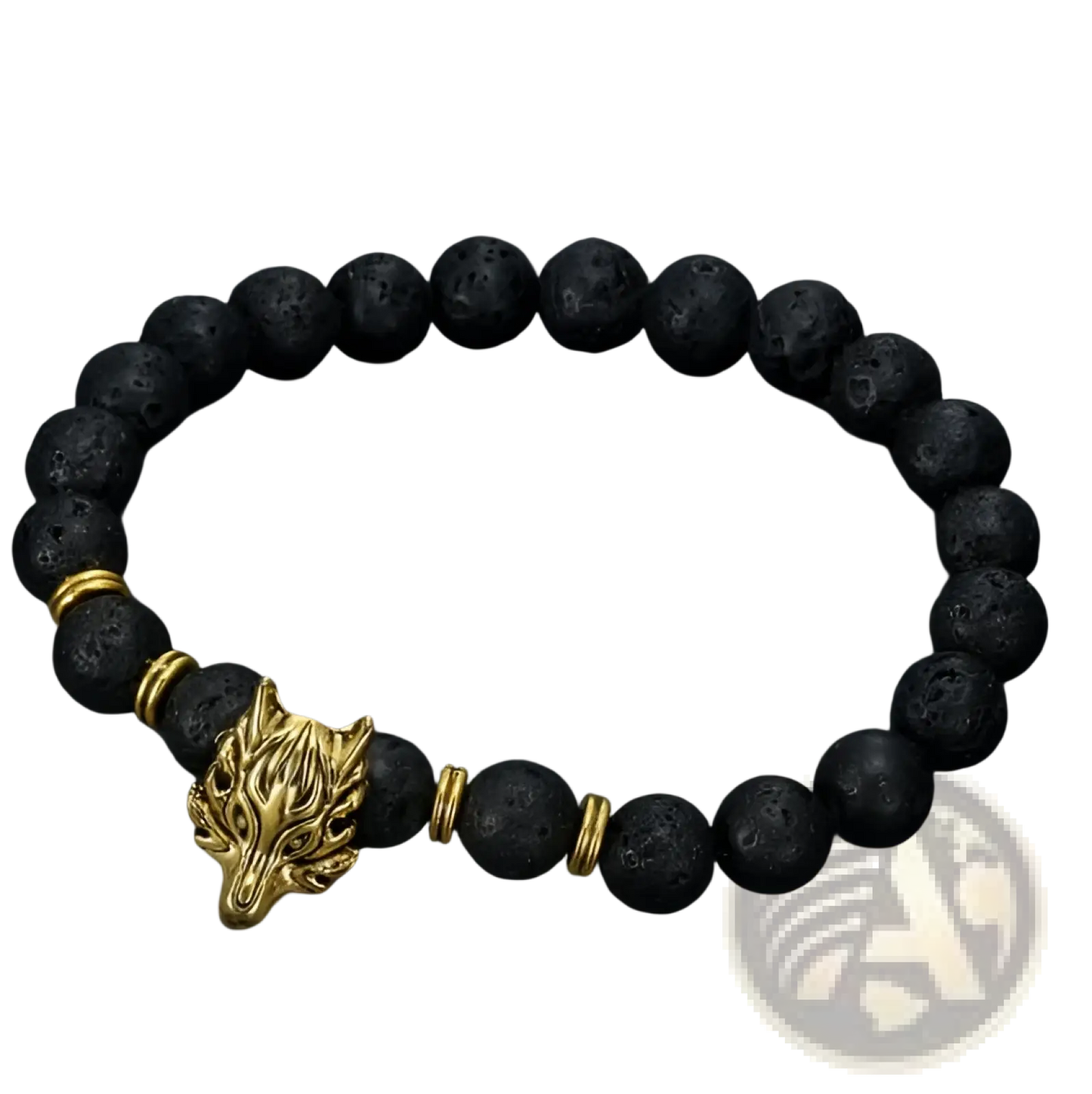 Asgard Wolf Head Lava Stone Bracelet