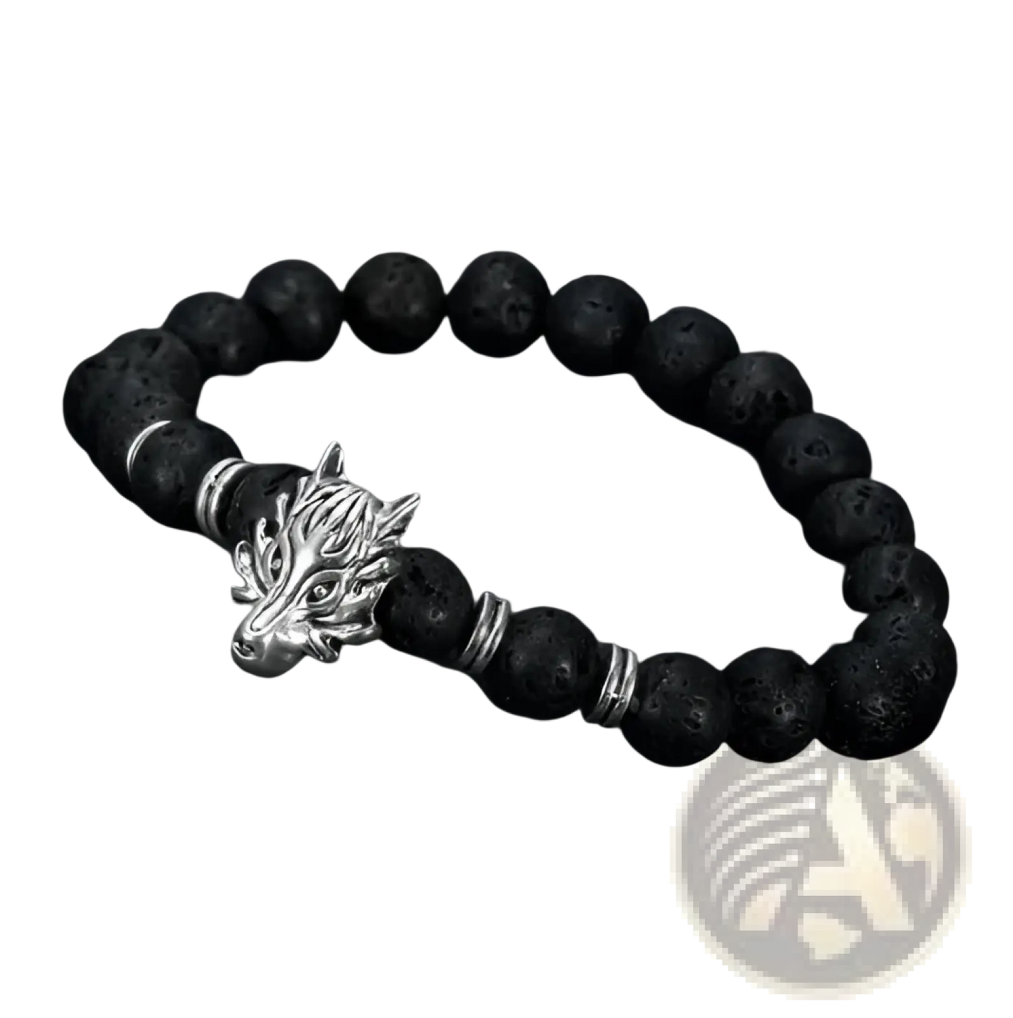 Asgard Wolf Head Lava Stone Bracelet