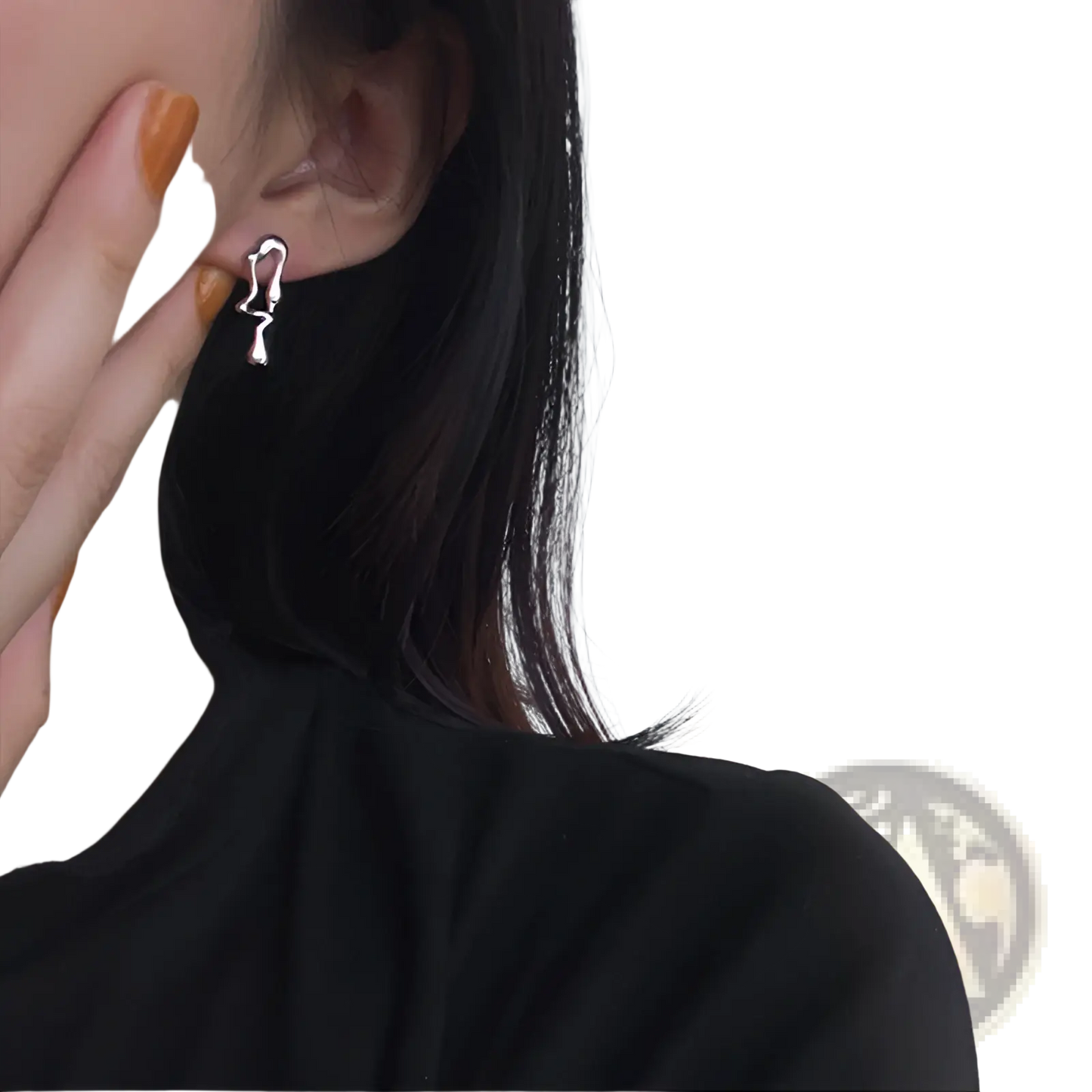 Asymmetric Liquid Silver Lava Stud Earrings