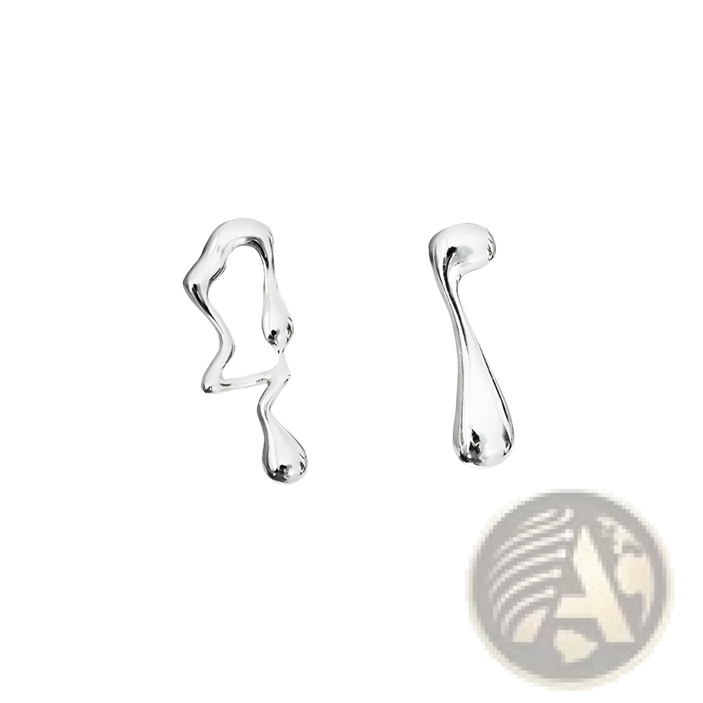 Asymmetric Liquid Silver Lava Stud Earrings