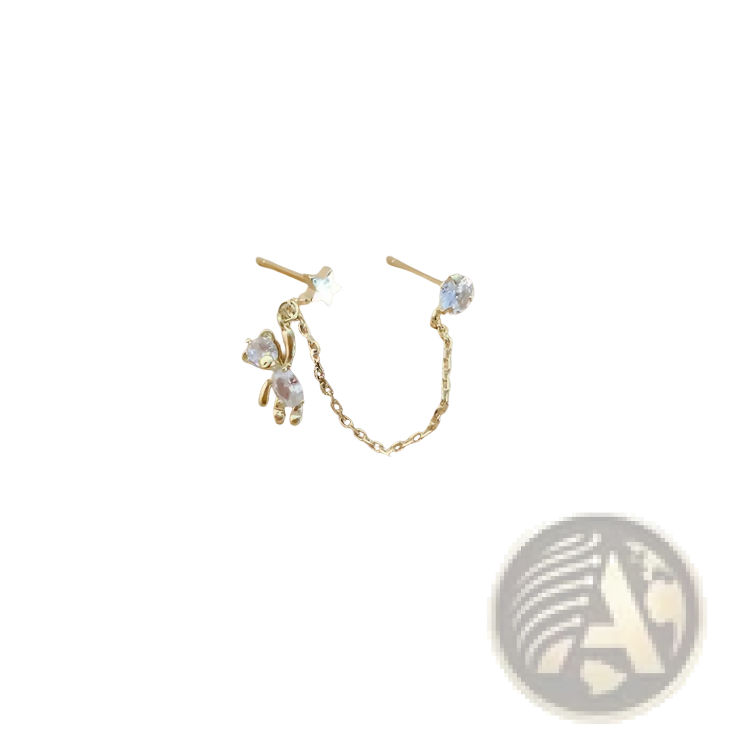 Asymmetrical Rhinestone Bear and Star Tassel Ear Cuffs