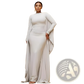Asymmetrical Satin Batwing Sleeve Maxi Dress