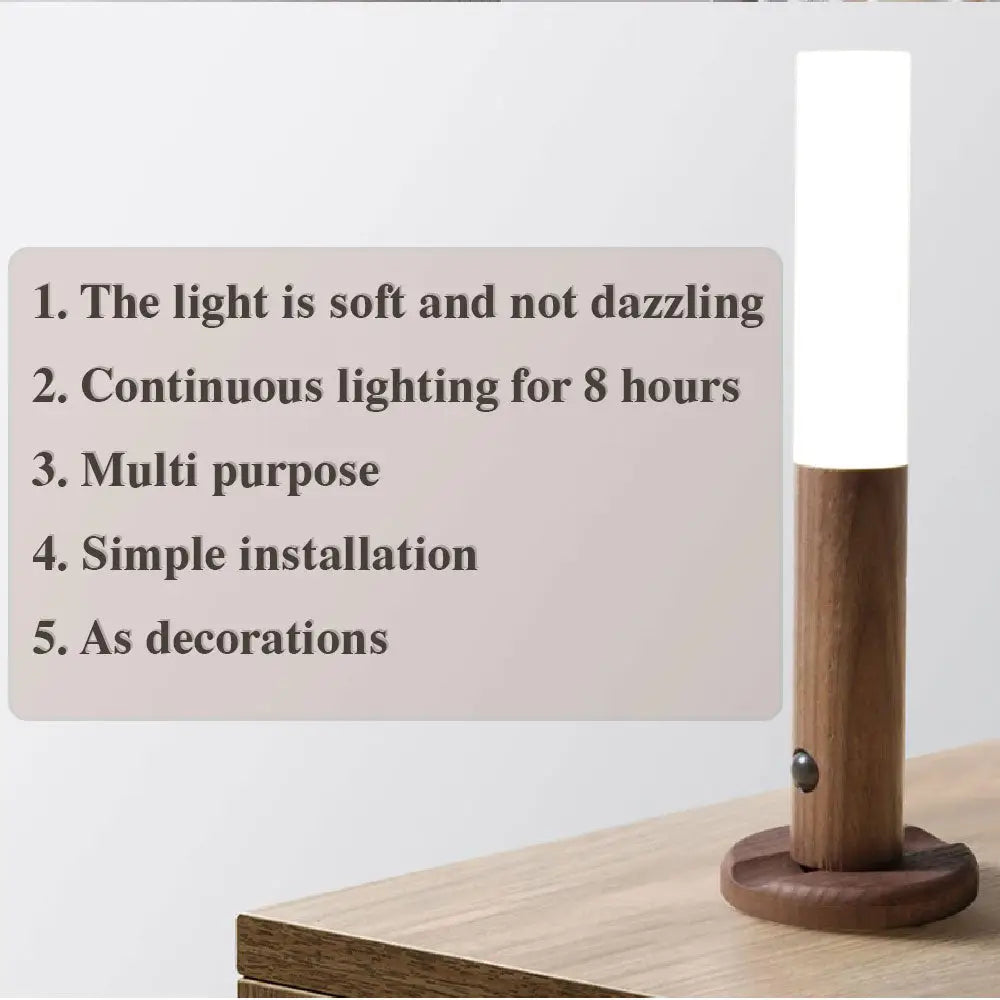 Magnetic Wooden Motion Sensor Led Night Light