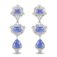7.73 Carat Genuine Tanzanite and White Topaz .925 Sterling Silver Earrings