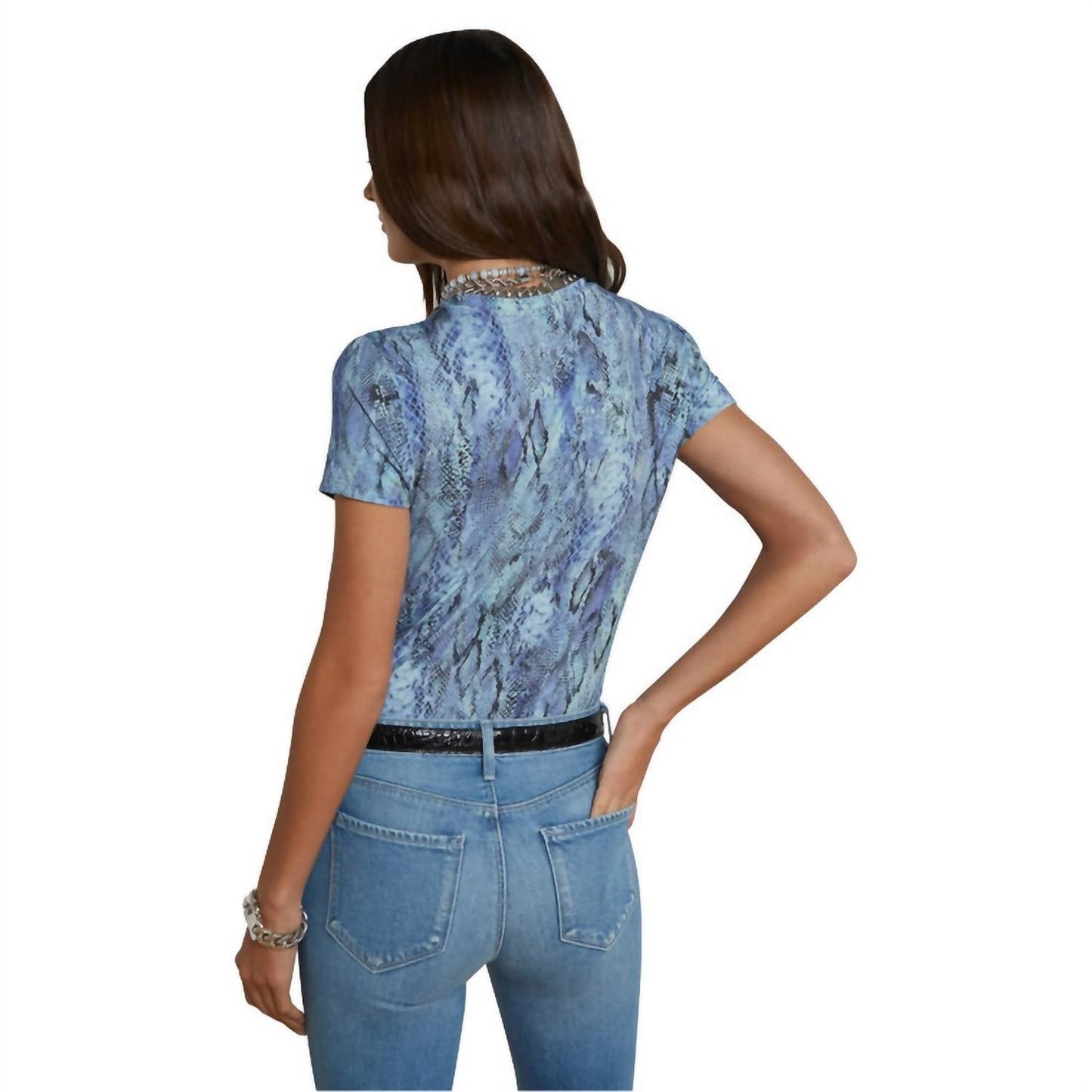 L'Agence - Ressi Crew Neck Snake Print Tee