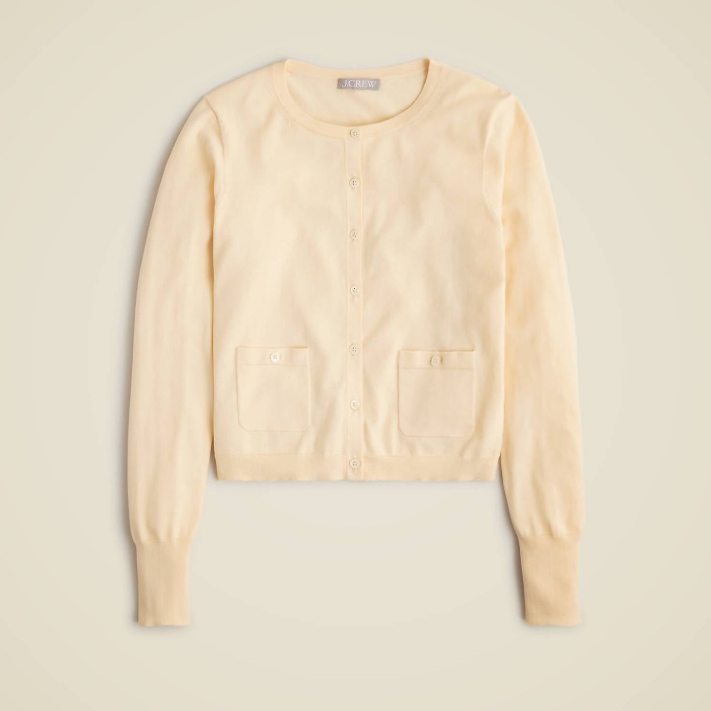 J.Crew - प्रीमियम अल्ट्राफाइन कॉटन में क्रूनेक कार्डिगन