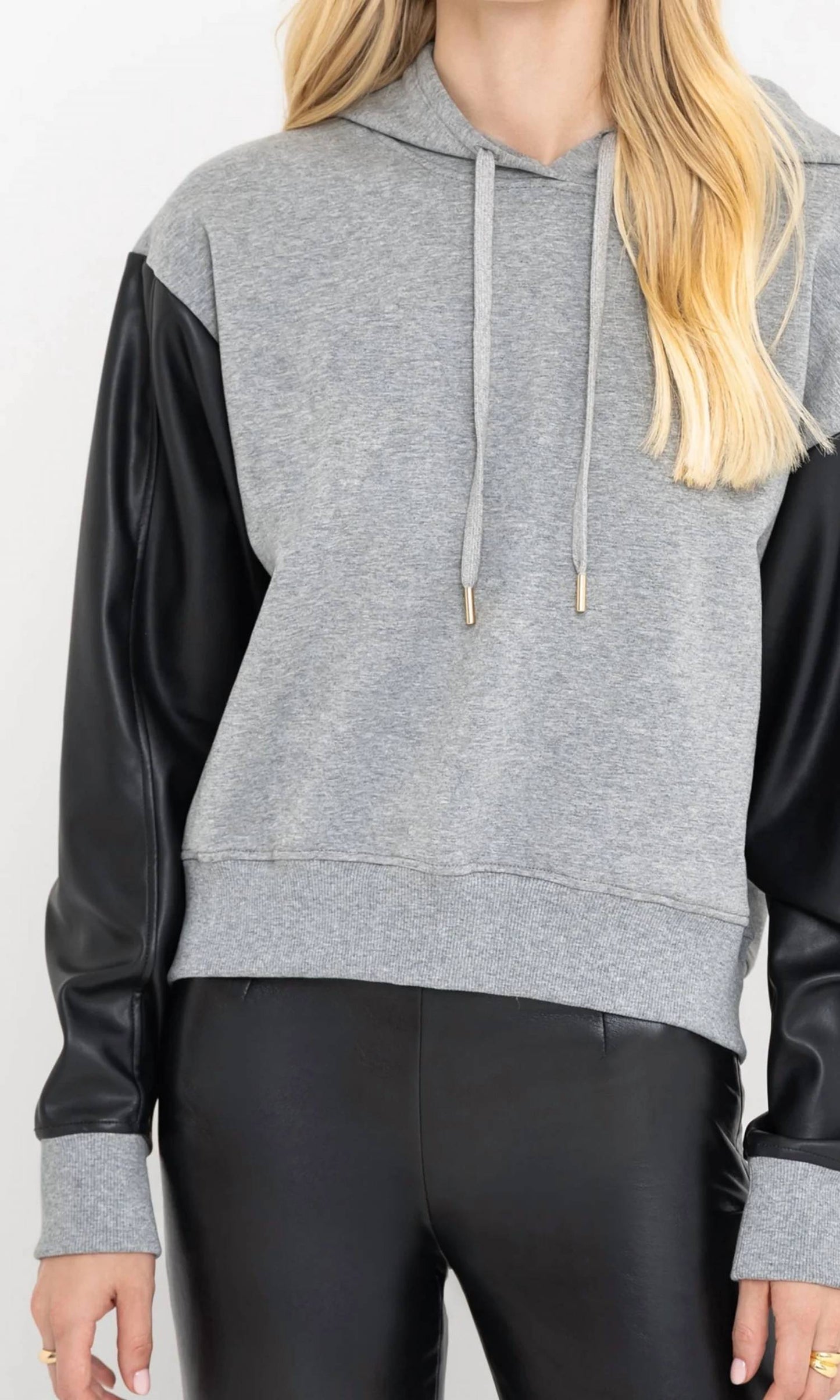 Generation Love - LISBET VEGAN LEATHER COMBO HOODIE