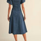 Klesis - Denim Puff Sleeve A-Line Midi Dress