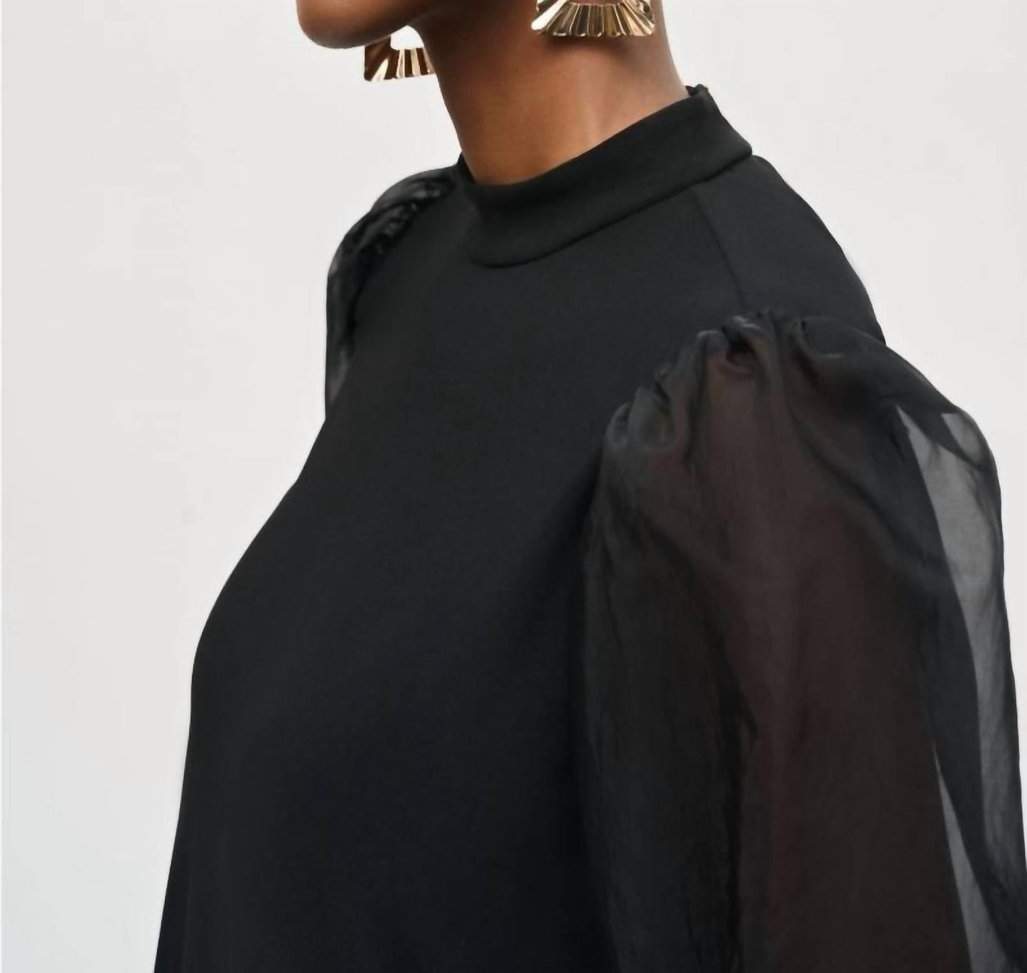 Joseph Ribkoff - High Neck Organza Puff Sleeve Tunic