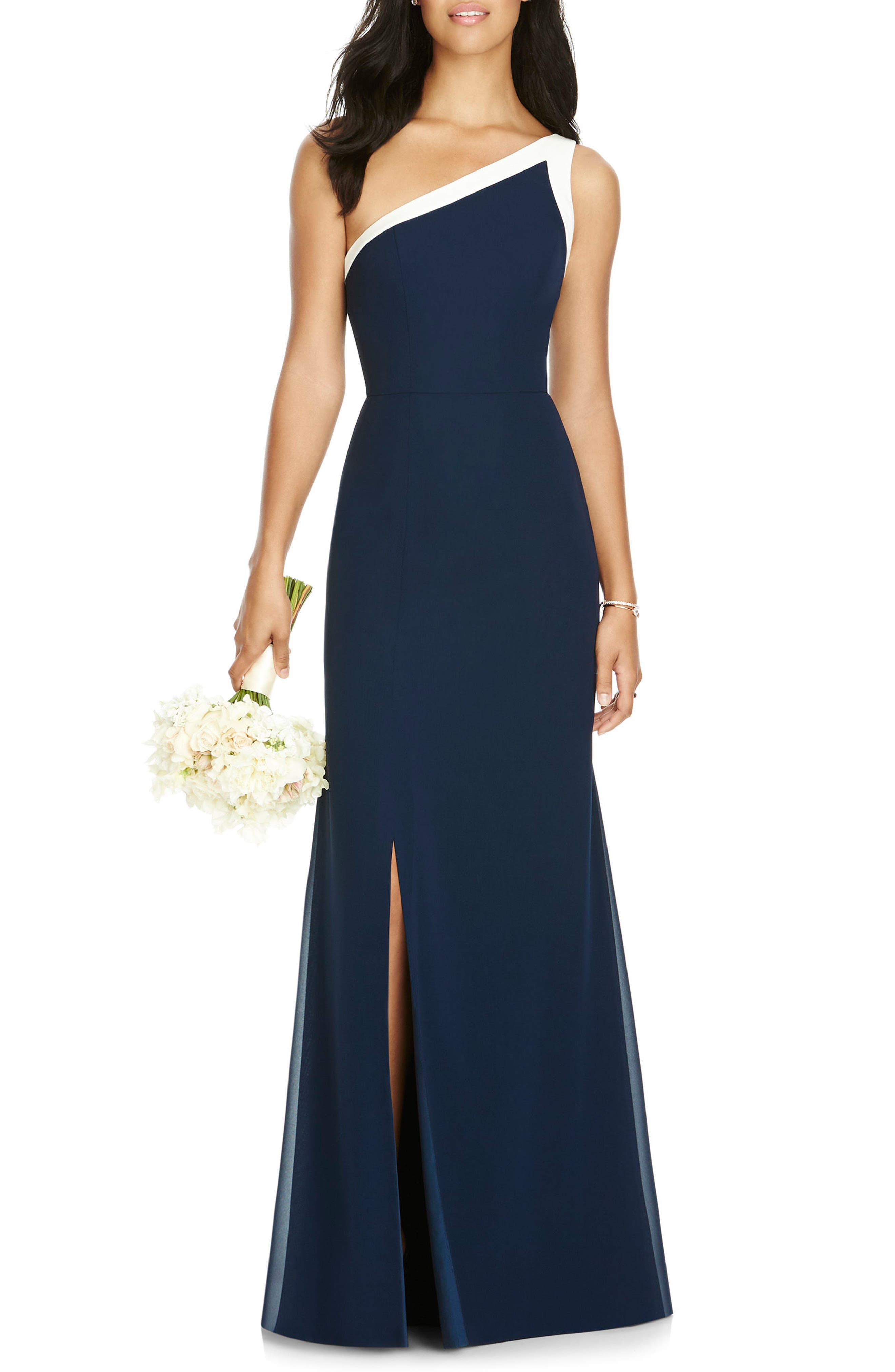 social-bridesmaids-one-shoulder-chiffon-gown-size-10-in-midnight