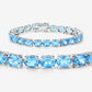 35.20 Carat Genuine Swiss Blue Topaz .925 Sterling Silver Bracelet