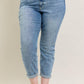 Judy Blue - Mid Rise Bleach Wash Cuffed Boyfriend Denim Jeans - Plus Size