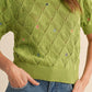 &Merci - embroidered flower short sleeve sweater