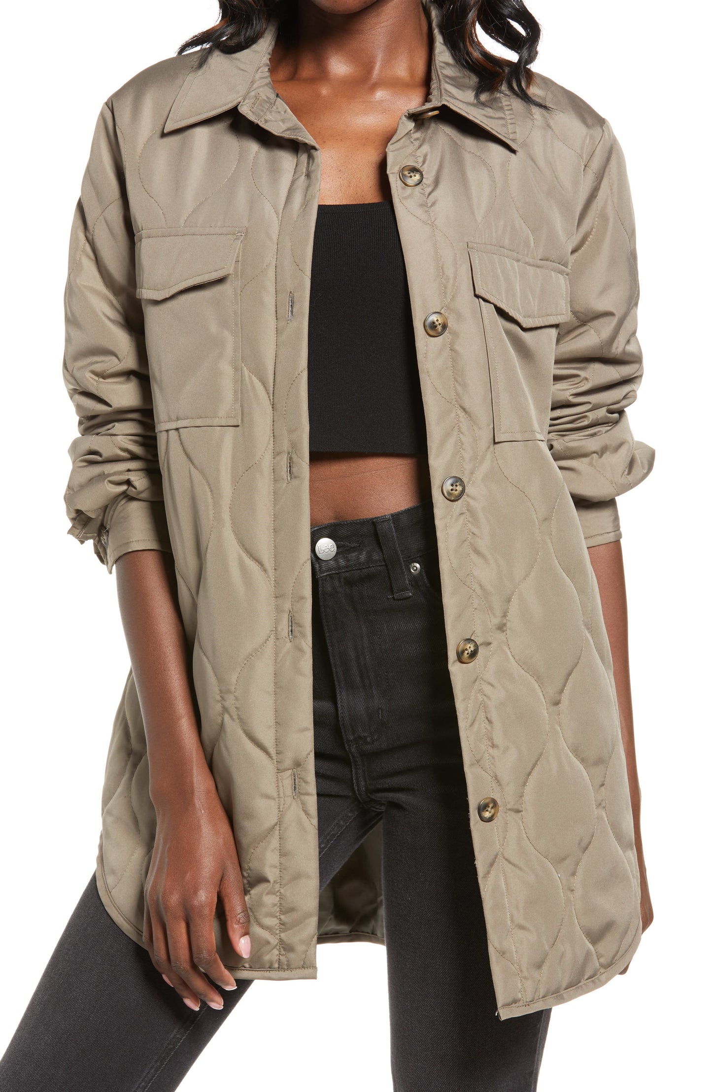 VERO MODA Simoneloa Quilted Satin Shirt Jacket