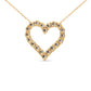 10K Yellow Gold Flashed .925 Sterling Silver 1/2 Cttw Champagne Diamond Miracle Plate Heart Pendant Necklace (K-L Color, I1-I2 Clarity) - 18"