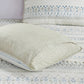3 Piece Printed Microfiber Seersucker Quilt Set Taupe/Blue Full/Queen
