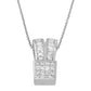 14K White Gold 1 5/8 cttw Princess and Baguette Cut Diamond Heart Ribbon Pendant Necklace (G-H, VS1-VS2)