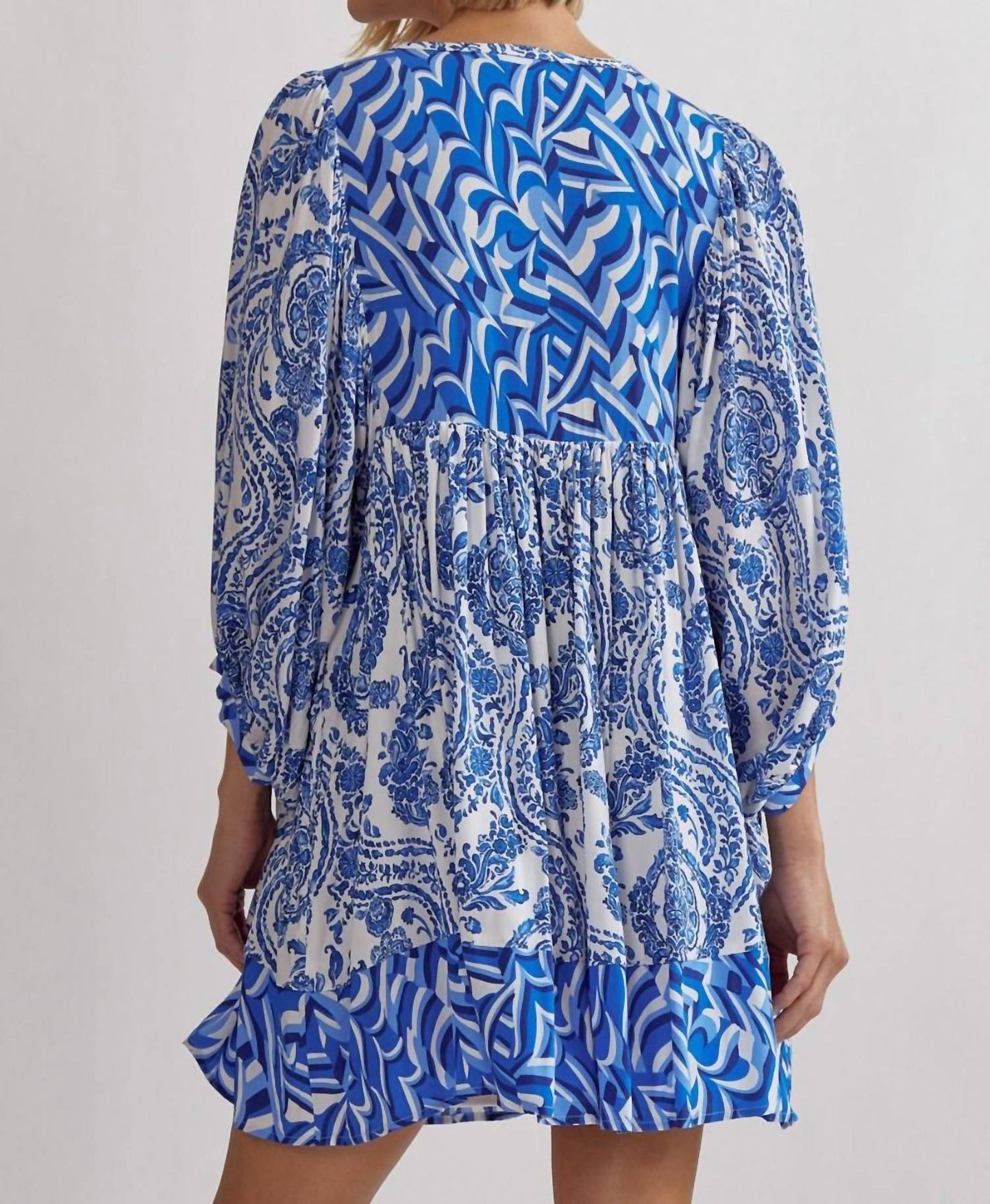Entro - Regal Bliss Paisley Mixed Print Baby Doll Dress