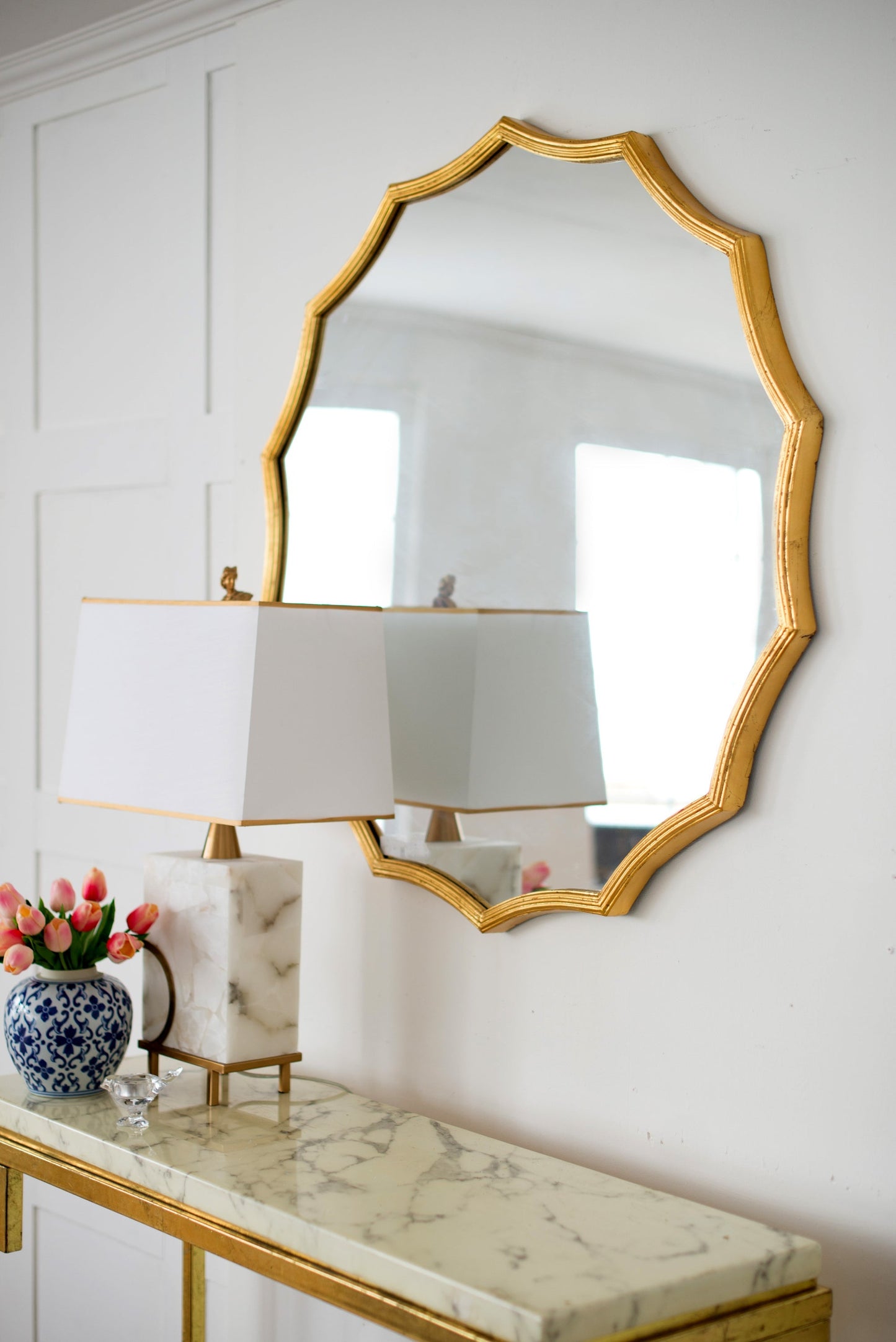 40" Round Sunburst Wall Mirror with Gold Finish