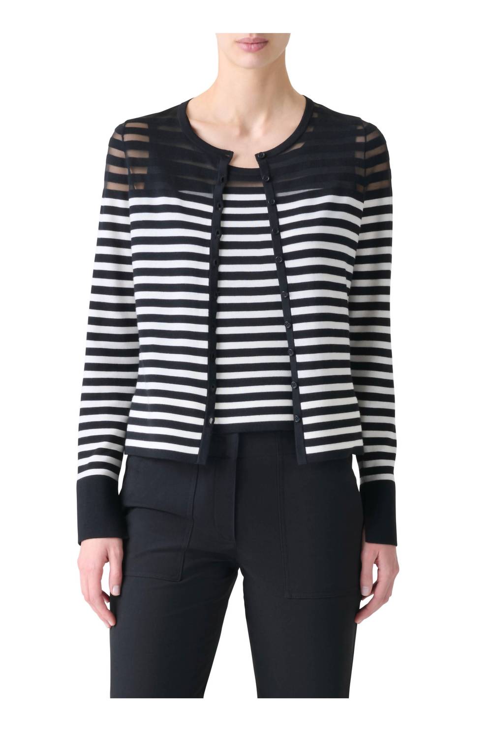 Akris Punto - Kodak Stripe Cardi & Sleeveless Tank Sweater Set