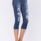 Judy Blue - Mid-rise Contrast Patch Skinny Capri Jeans