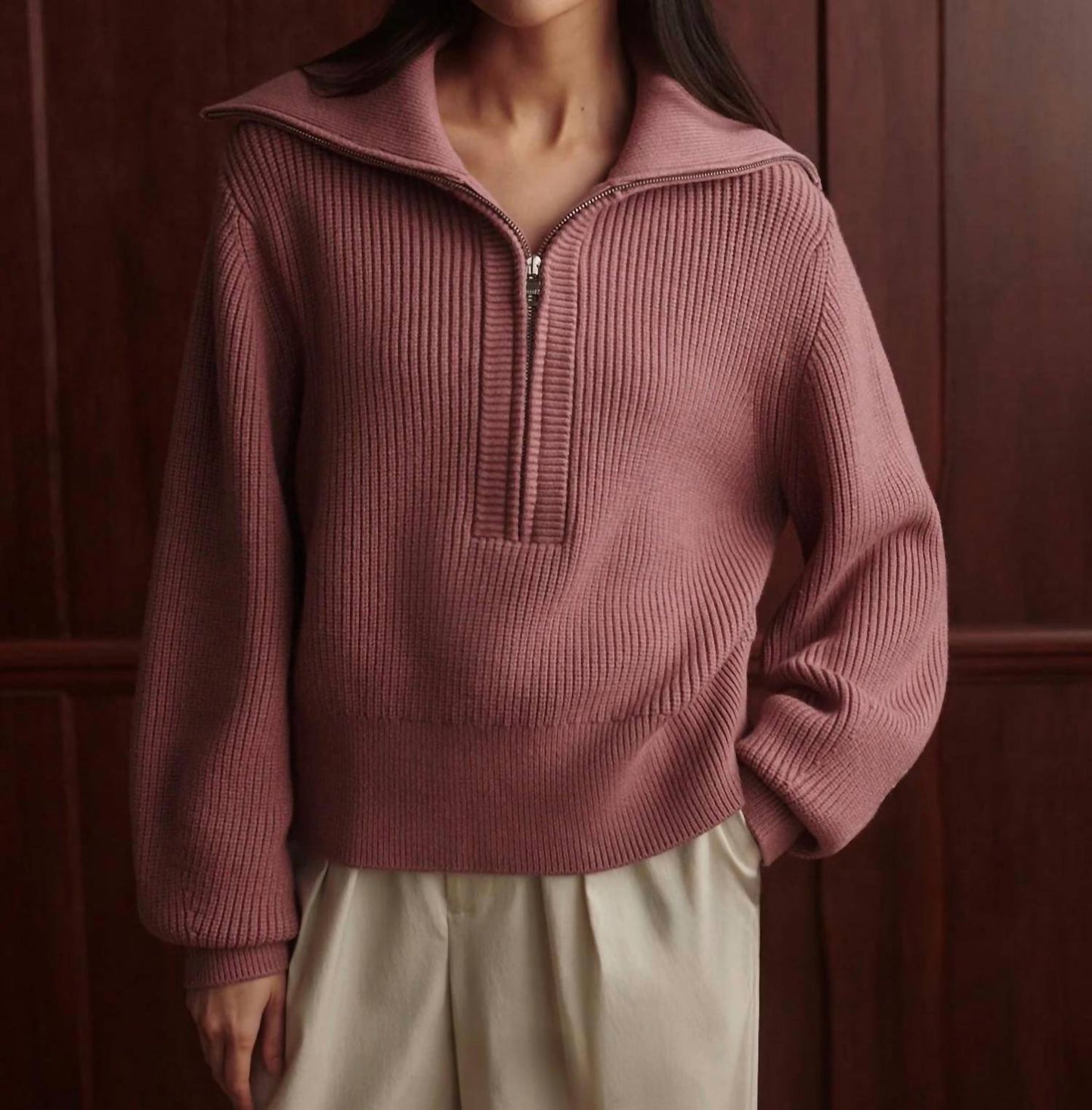 Varley - Maura Half-zip Rib Knit