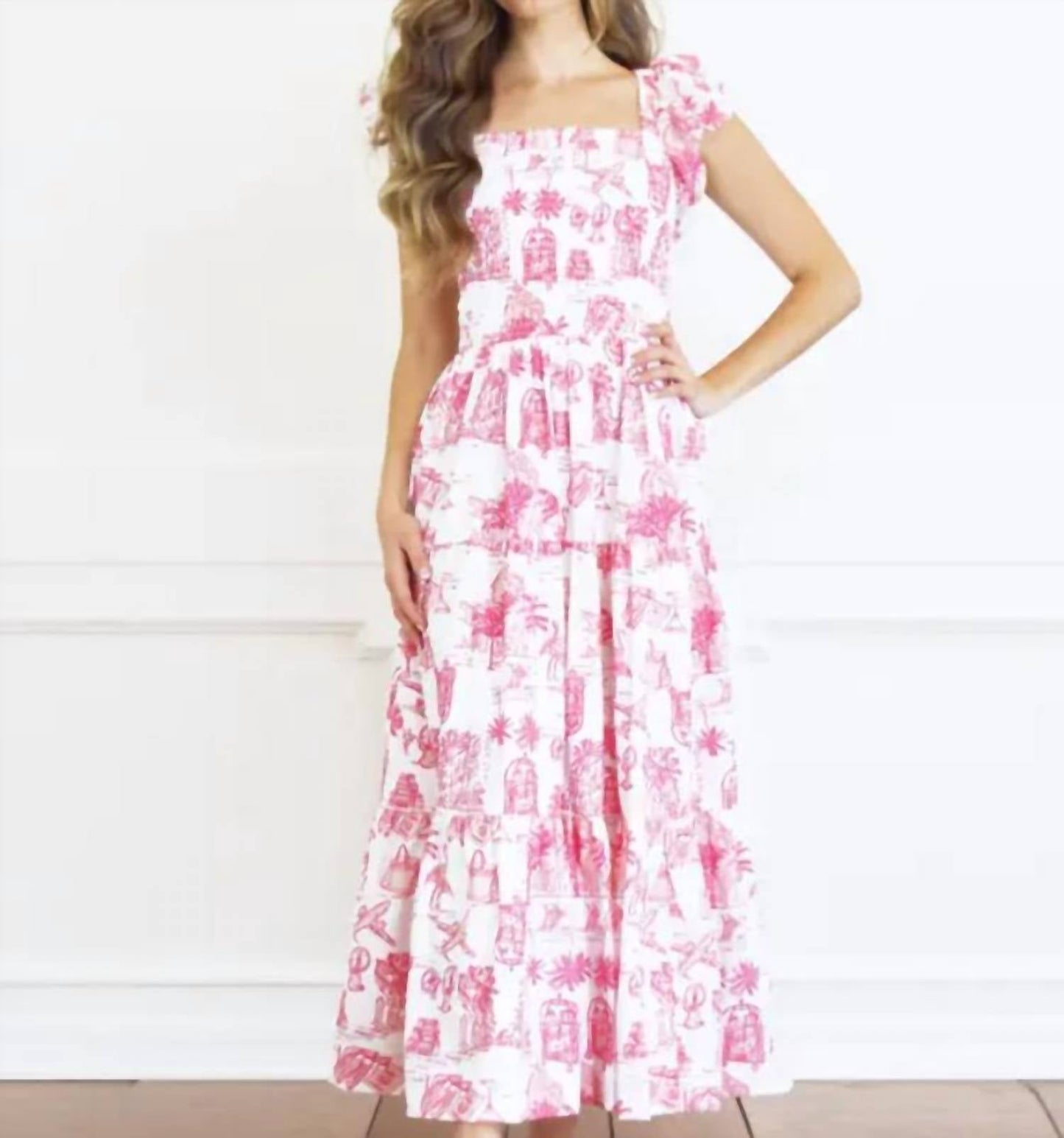 8 Oak Lane - SMOCKED FLUTTER SLEEVE DRESS