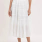 Adora - Cotton & Crochet Inset Elastic Waist Midi Skirt