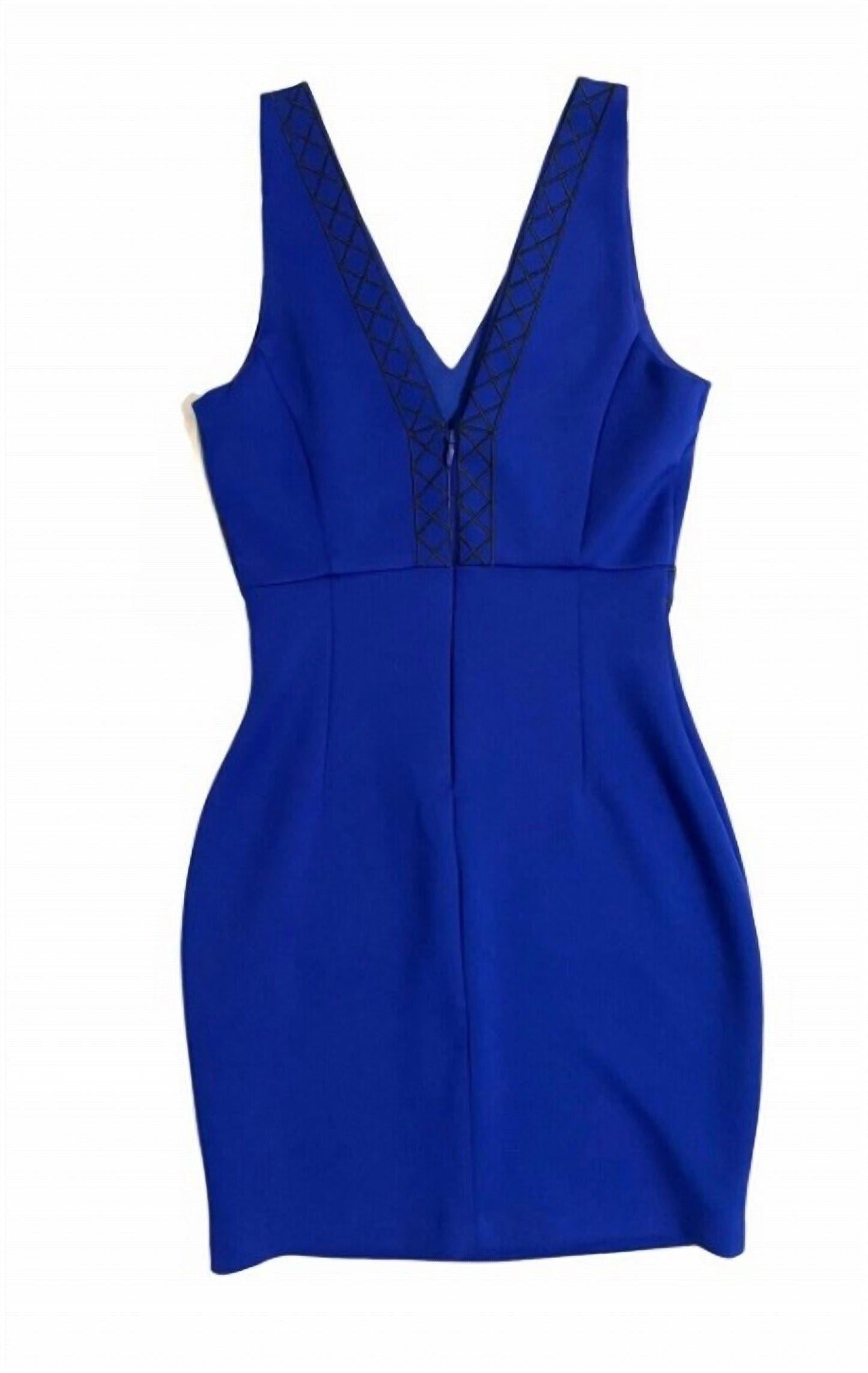 Guess - Women's Embroidered V Neck Scuba Knit Mini Sheath Dress