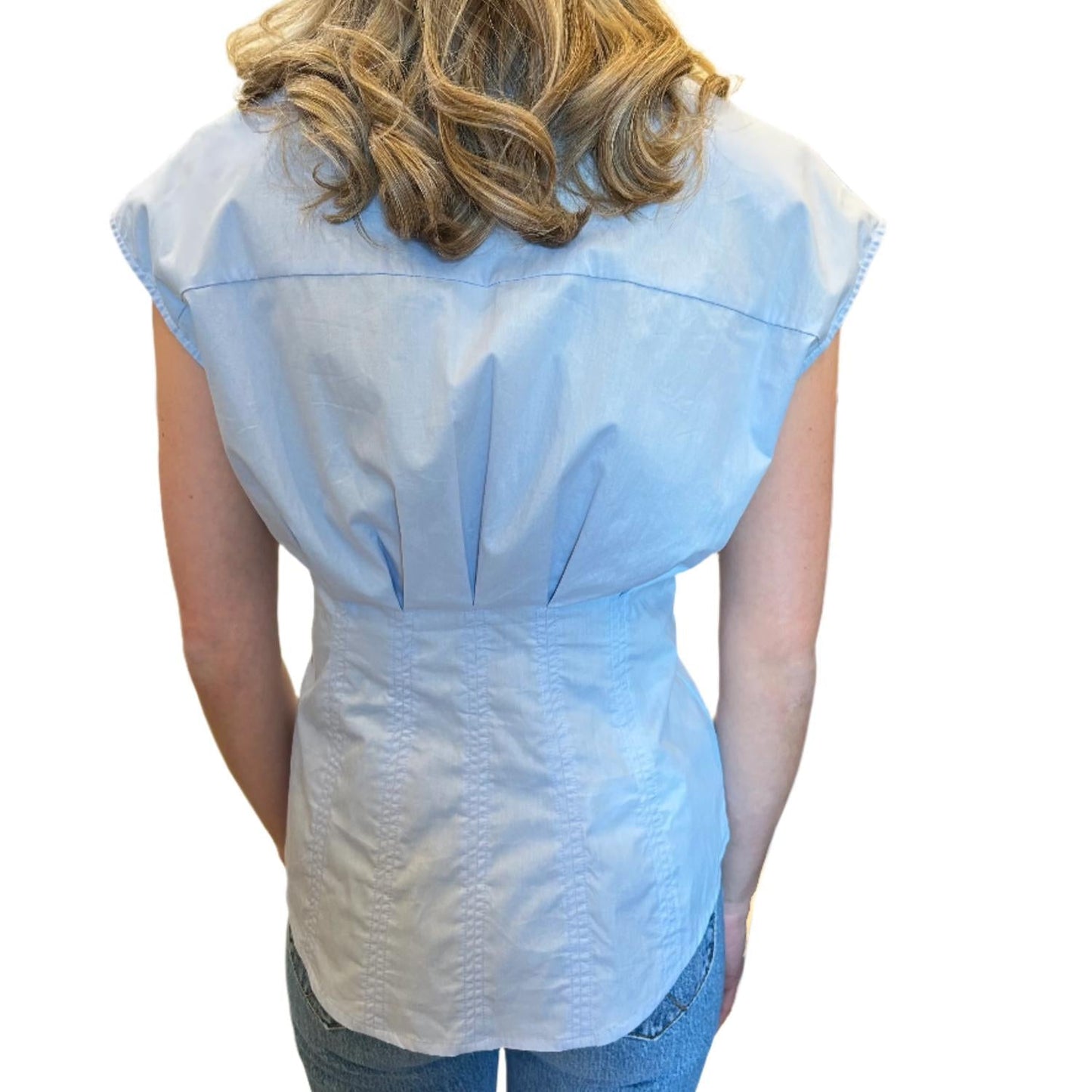 Aureum - Pleated Cap Sleeve Blouse