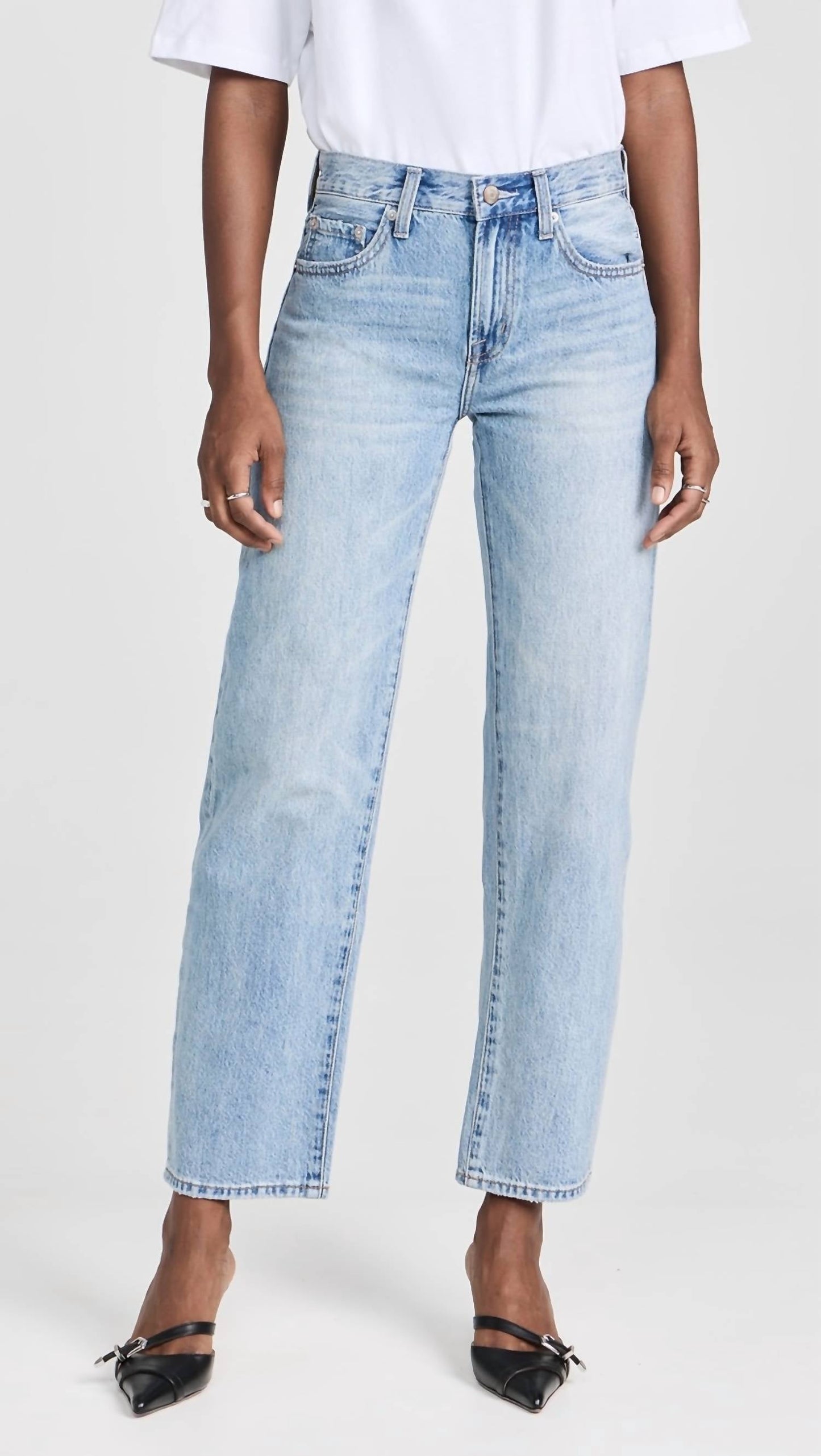 Pistola - Lexi Mid Rise Bowed Straight Leg Jeans