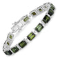 19.04 Carat Genuine Green Tourmaline and White Diamond 14K White Gold Bracelet