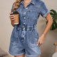 Aapparella - Short Sleeve Denim Button Front Romper