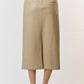Lalavon - Polyurethane Leather Waist Tie Midi Skirt