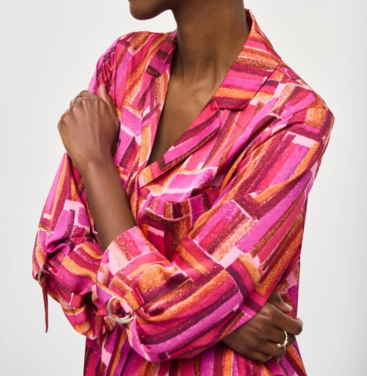 Joseph Ribkoff - Geometric Roll-tab Button-down Blouse