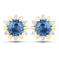 1.87 Carat Genuine Blue Sapphire and White Diamond 14K Yellow Gold Earrings
