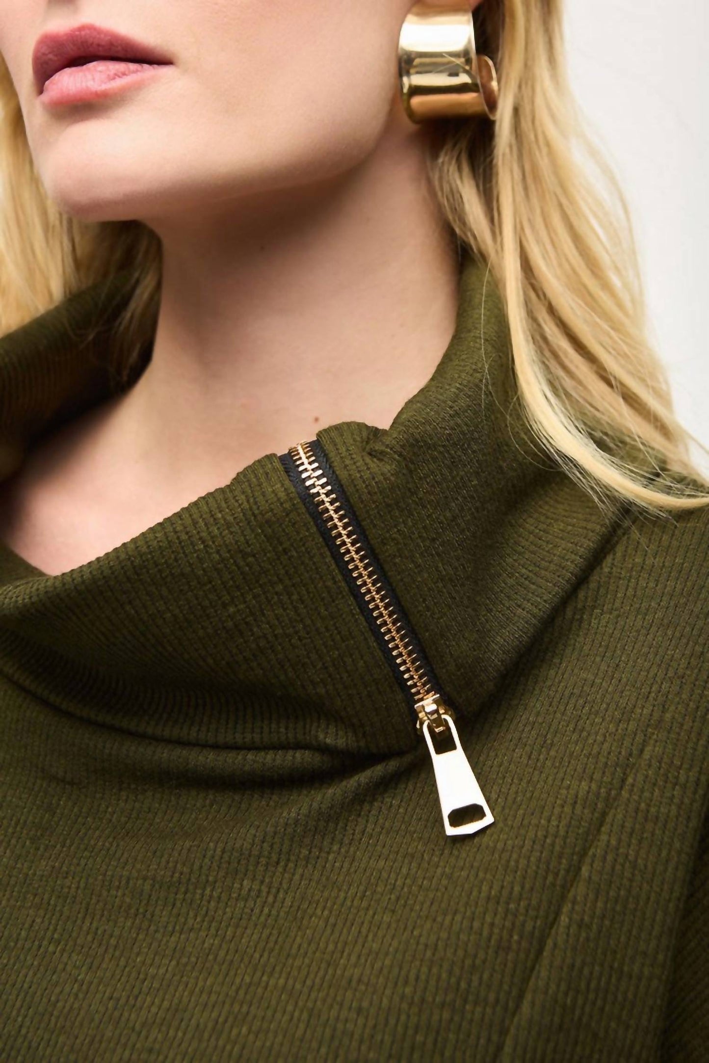Joseph Ribkoff - Needle Rib Zipper Collar Cocoon Dress