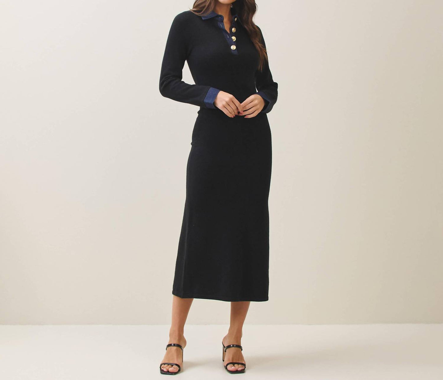 Able - Women's Denim Trim Knit Dress